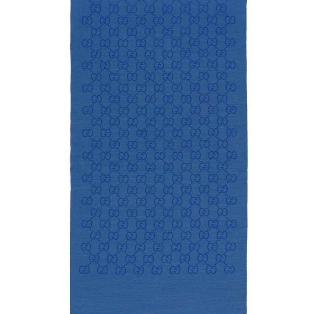 Gucci Blue Monogram GG Monogram Jacquard Scarf